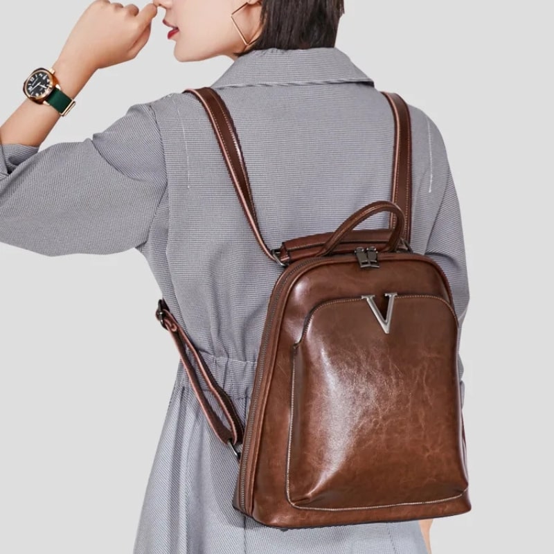 Sac à dos cuir marron femme - Victoria