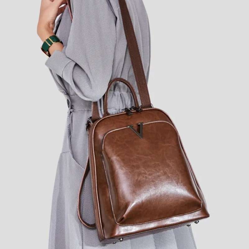 Sac à dos cuir marron femme - Victoria
